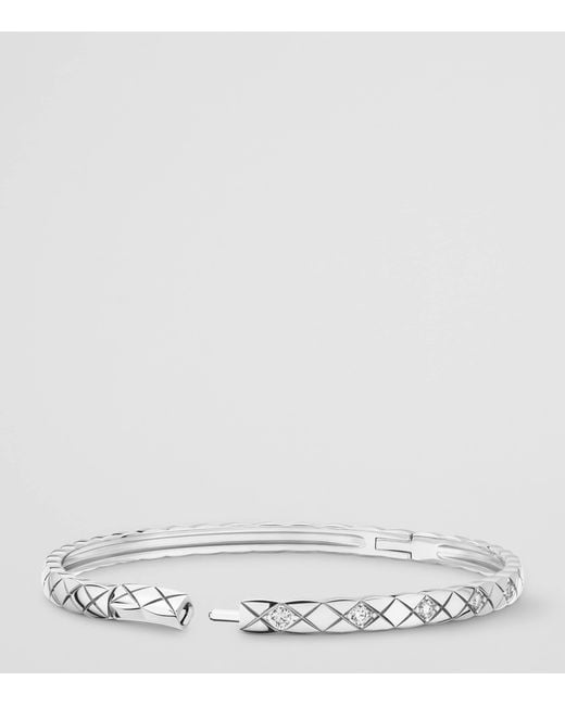 Chanel White And Diamond Coco Crush Bangle