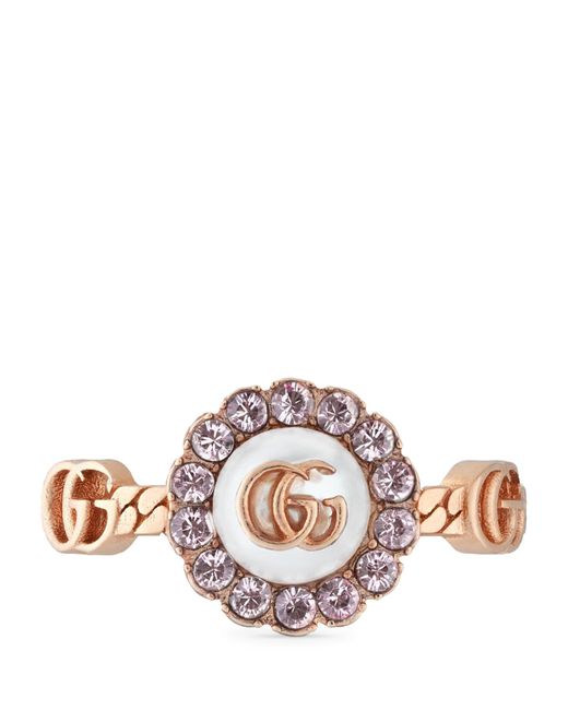 Gucci Pink Double G Flower Ring