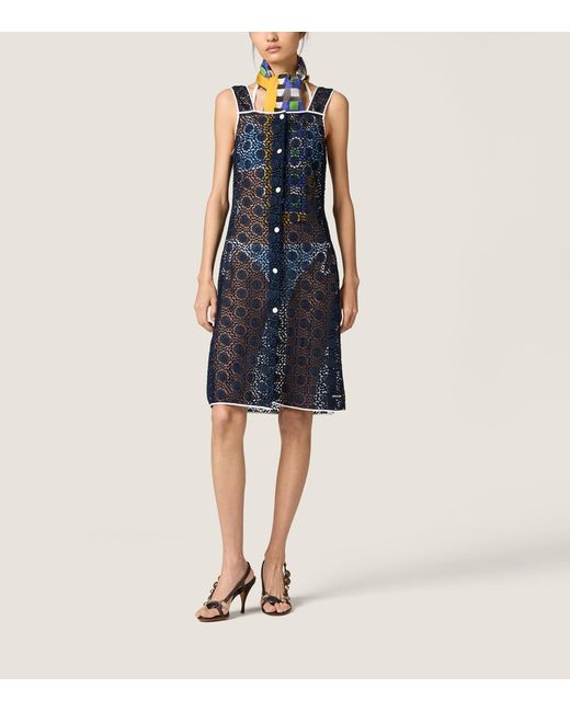 Miu Miu Blue Macramé Mini Dress