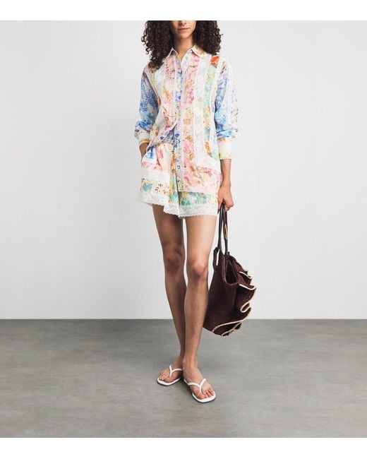 Zimmermann Blue Cotton-Lace Floral Solstice Shirt