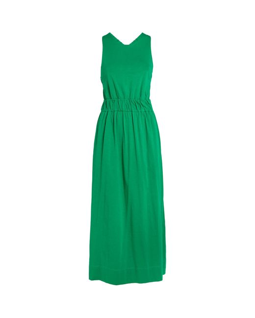ME+EM Me+em Cotton Gathered Midi Dress in Green | Lyst UK