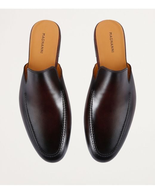 Magnanni Shoes Brown Leather Suela Mules for men