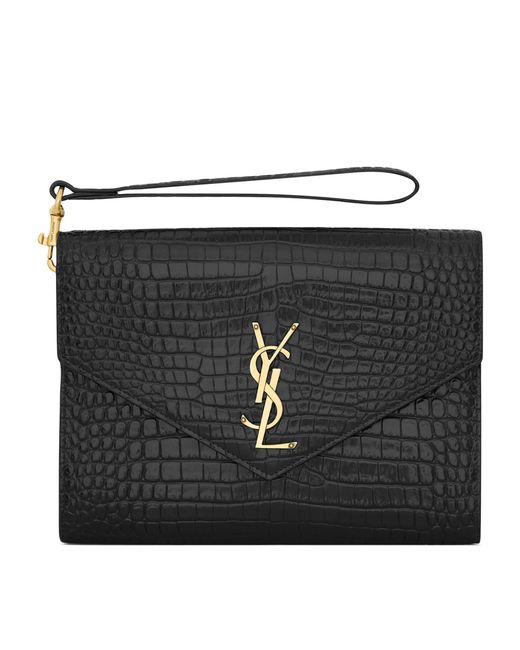 Saint Laurent Black Monogram Envelope Pouch