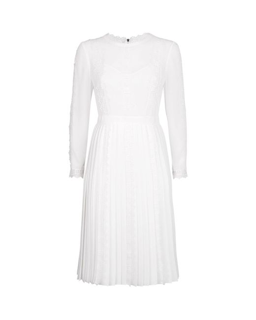 Ted Baker White Diannah Lace Pleated Dress