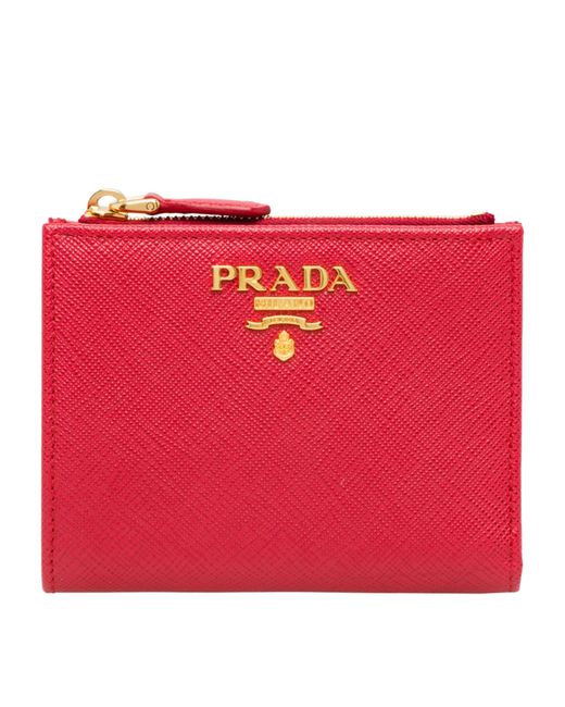 Prada Red Small Saffiano Leather Wallet