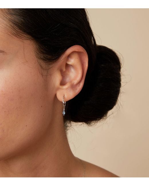 Astrid & Miyu White And Alexandrite Twist Hoop Earrings