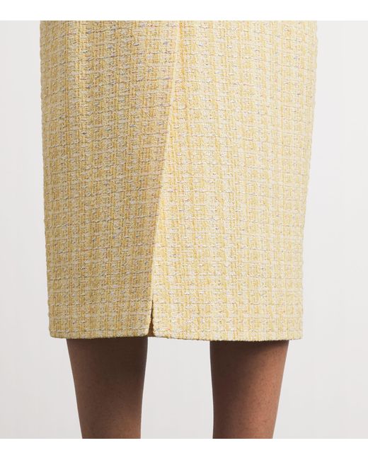 Alessandra Rich Natural Tweed Sequin-Embellished Midi Skirt