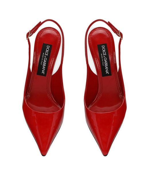 Dolce & Gabbana Red Patent Leather Slingbacks 105