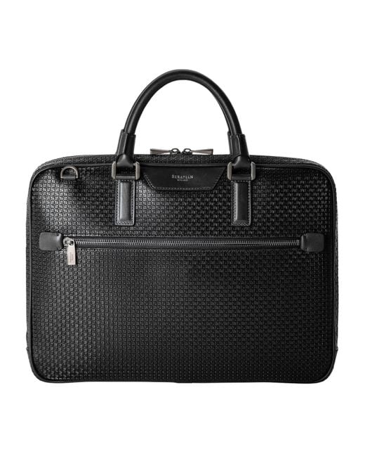 Serapian Black Extra Slim Stepan Briefcase for men