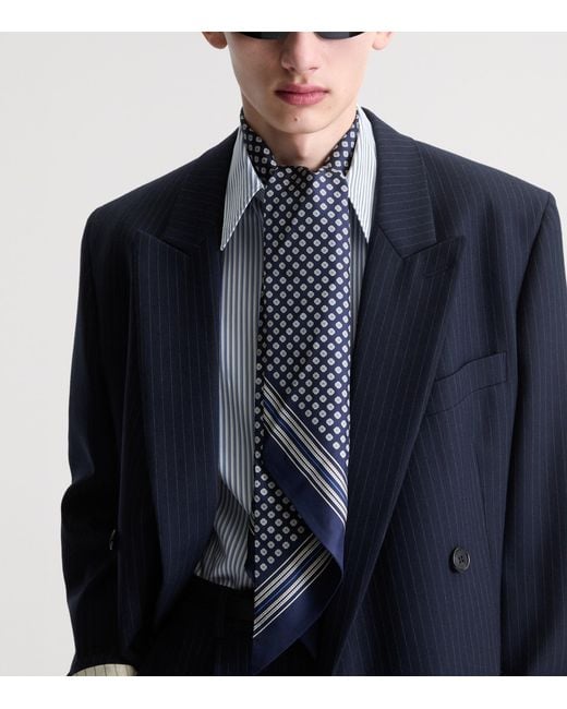 Saint Laurent Blue Silk Floral Print Cravat for men