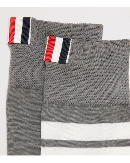 Thom Browne Gray 4-Bar Mid-Calf Socks for men
