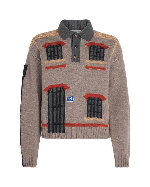 J.W. Anderson Brown Wool Jacquard House Polo Sweater for men