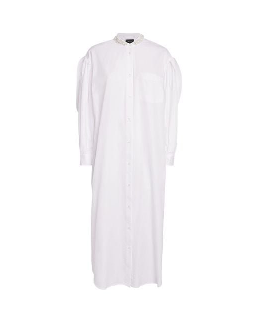 Simone Rocha White Embellished Midi Shirt Dress