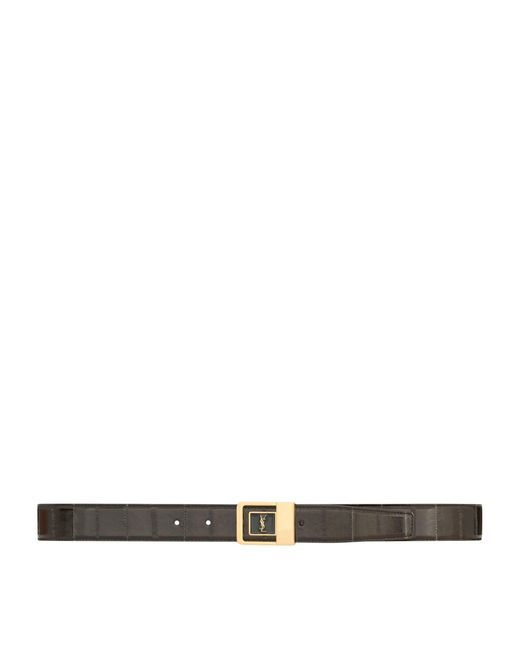Saint Laurent White Leather Logo Belt for men