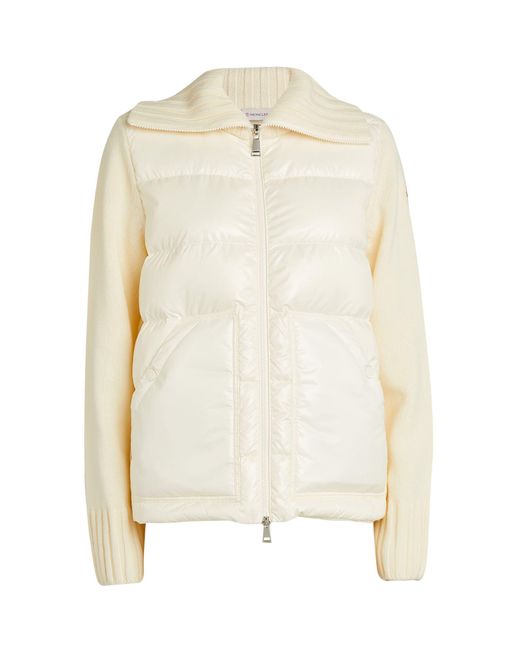 Moncler Wool Puffer-detail Jacket in White | Lyst
