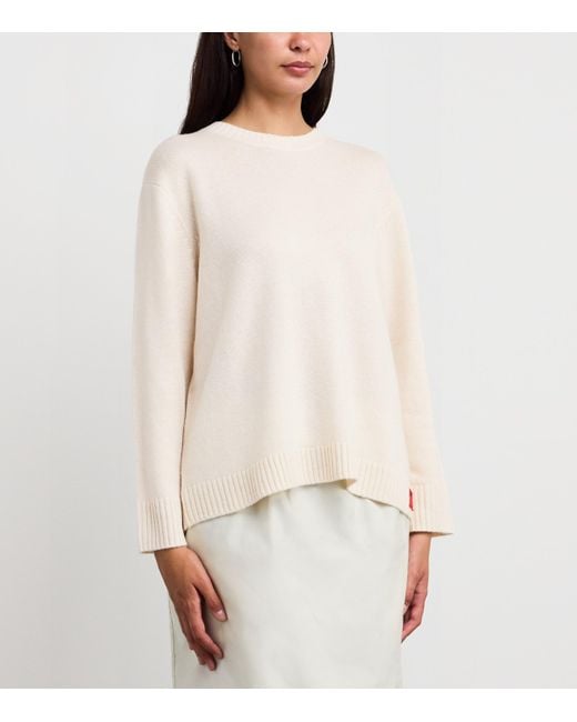 MAX&Co. White Wool-Cashmere Crew-Neck Sweater