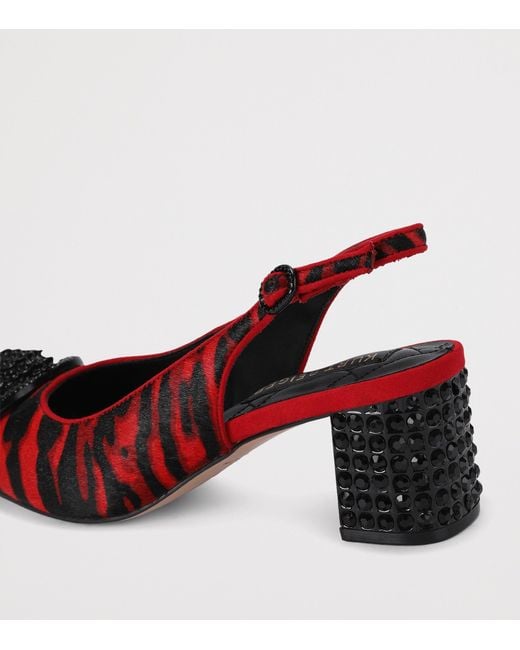 Kurt Geiger Red Haircalf Chelsea Slingback Block Heels
