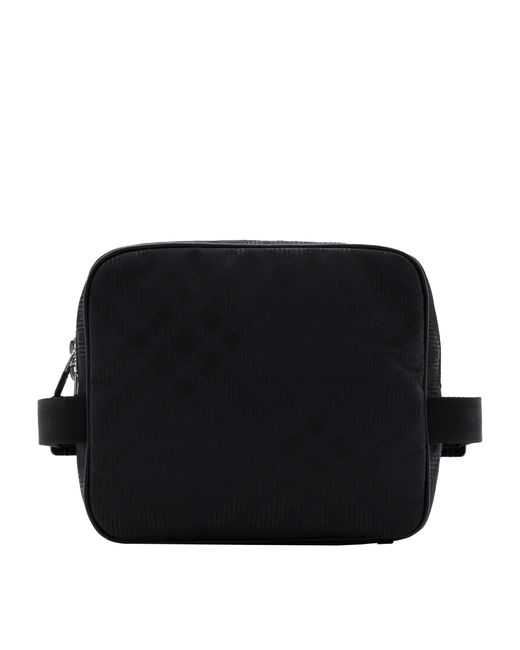 Burberry Black Check Print Travel Pouch for men