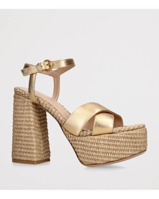 Gianvito Rossi Metallic Nappa-Raffia Bebe Platform Sandals 70