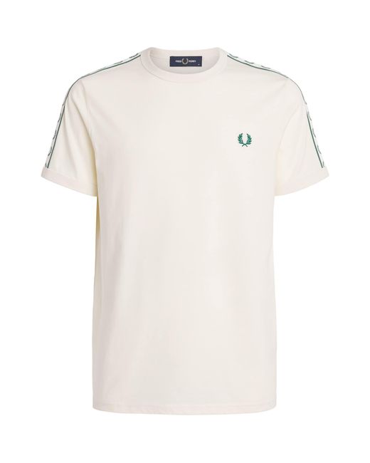 Fred Perry White Cotton Contrast-Tape Ringer T-Shirt for men