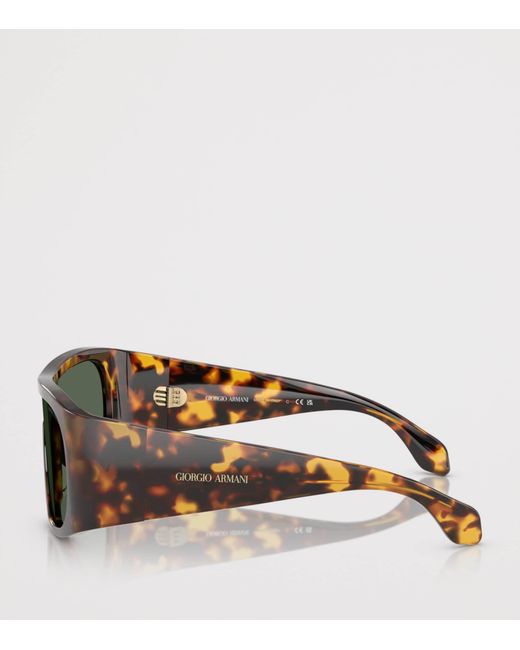 Giorgio Armani Green Tortoiseshell Rectangle Sunglasses for men