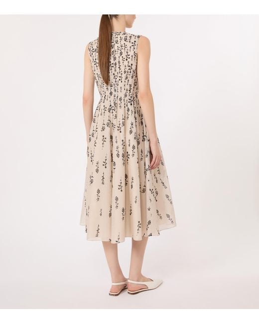 Max Mara Natural Cotton Floral Midi Dress