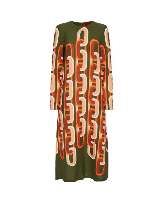 LaDoubleJ Orange Long-sleeve Swing Dress