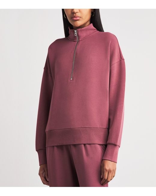 Varley Red Doublesoft Mavis Half-Zip Sweatshirt