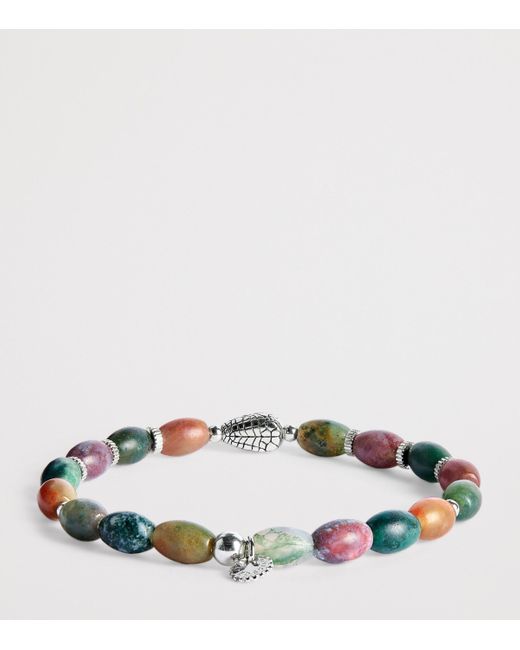 Tateossian White Indian Jasper Bead Viper Bracelet for men