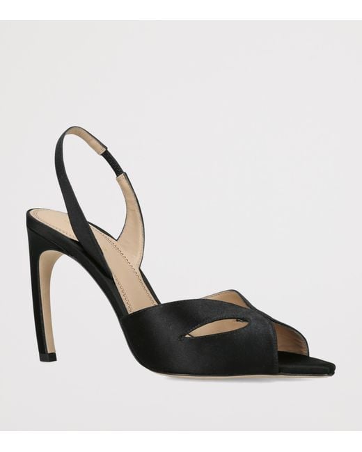 Victoria Beckham Black Satin Harlow Mask Slingback Heels 100