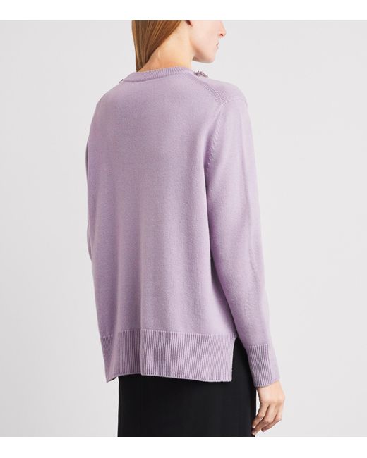 Agnona Purple Cashmere Embellished Sweater