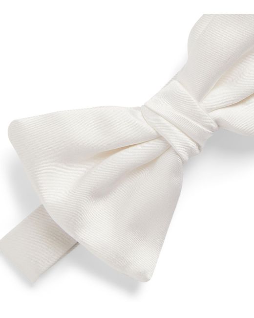 Giorgio Armani White Silk Pre-tied Bowtie for men