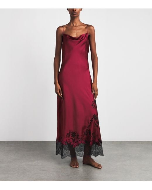 Carine Gilson Red Silk Long Hanae Nightdress