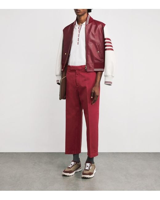 Thom Browne Red Cotton Chinos for men
