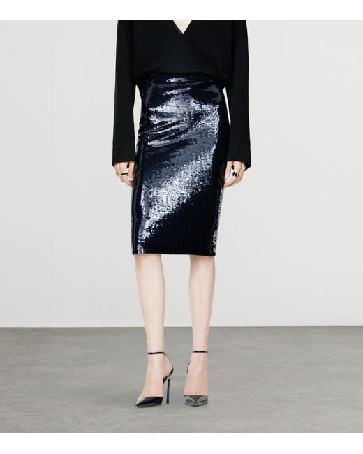 Tom Ford Blue Sequin Pencil Skirt