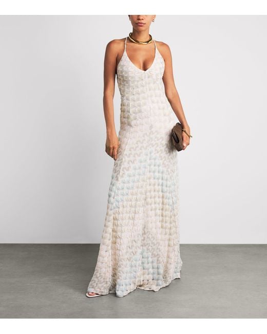 Missoni White Lamé Lace Motif Maxi Dress