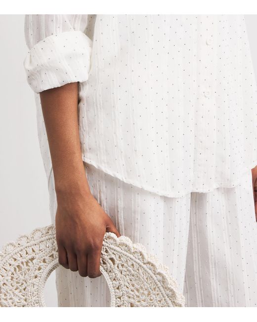 Melissa Odabash White Cotton Diamanté Ziggy Shirt