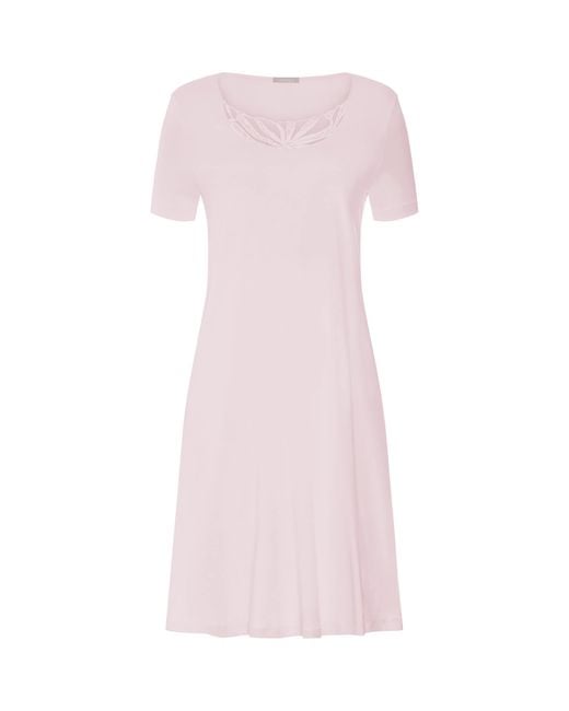 Hanro Pink Cotton Rosaria Short-Sleeve Dress