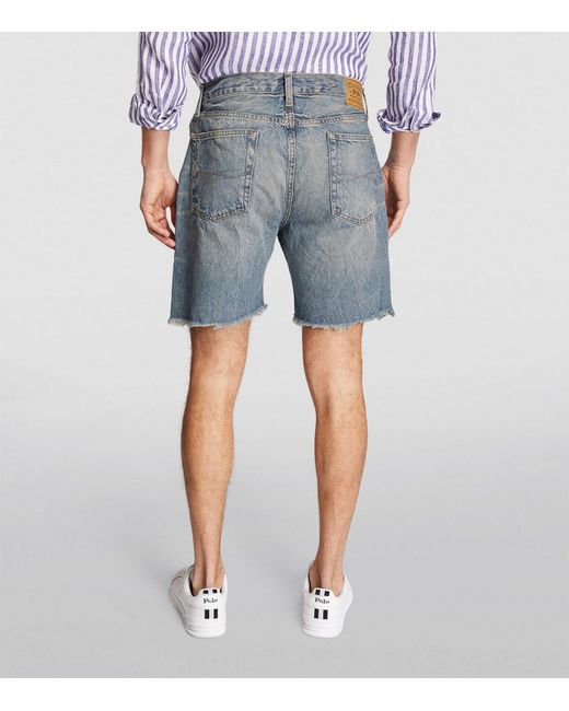 Polo Ralph Lauren Blue Frayed Denim Shorts for men