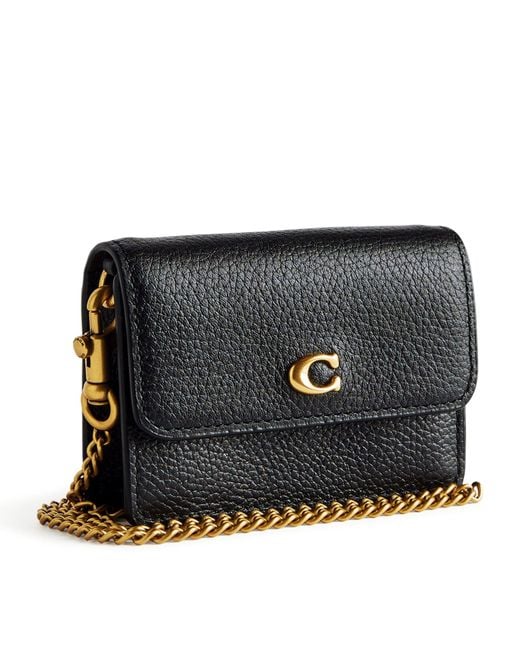 バッグ Coach Flap Leather Black Mini Bag COACH Mini Leather Half Flap Cross-body Bag in Black | Lyst
