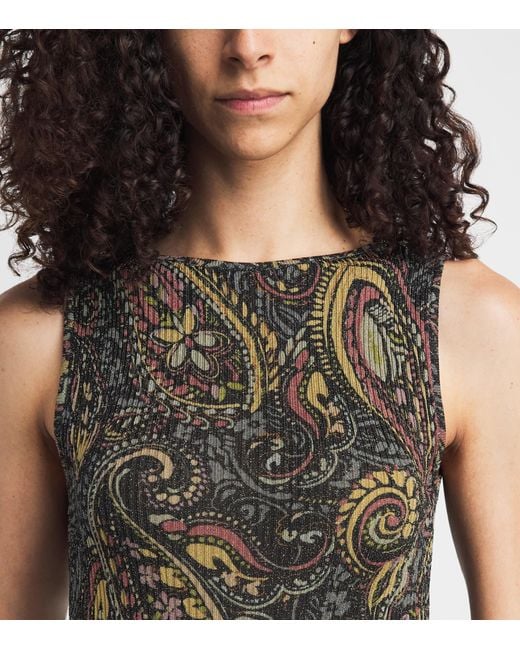 Etro Green Ribbed Paisley Maxi Dress