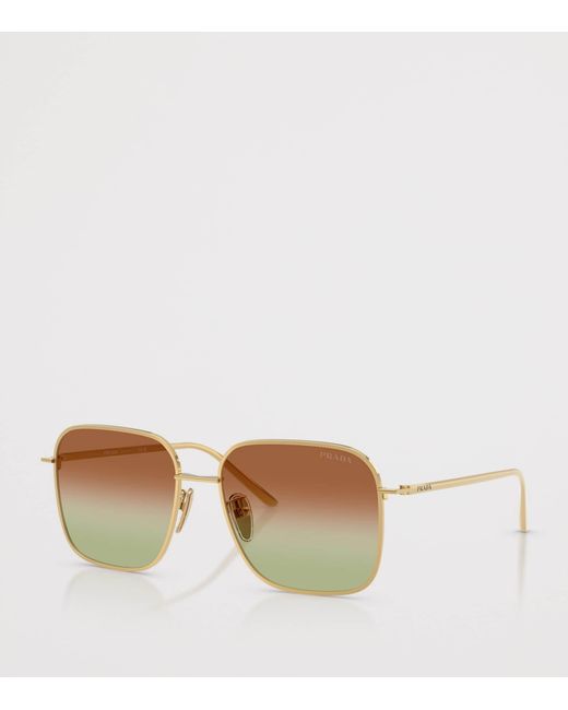 Prada Brown Metal Pr C54Sd Square Sunglasses
