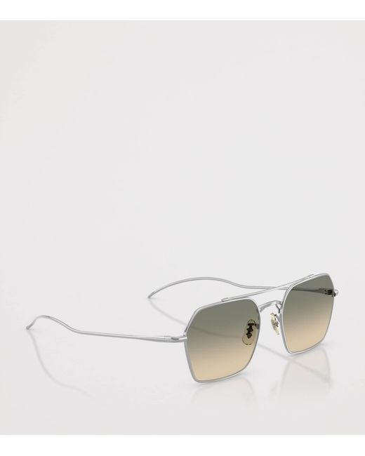 Oliver Peoples Gray Titanium Tk-15 Square Sunglasses