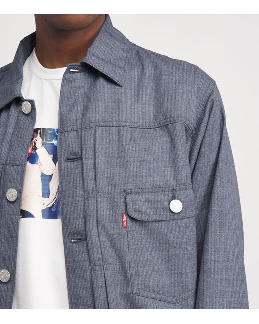 Junya Watanabe Blue Wool Trucker Jacket for men