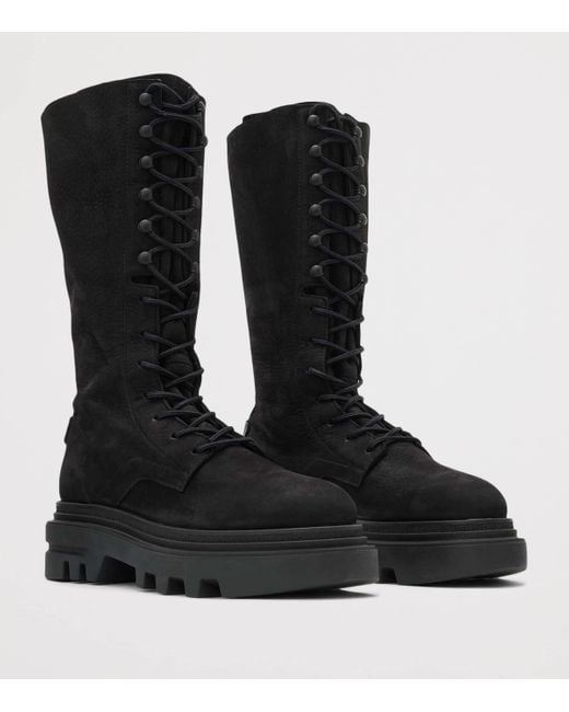 AllSaints Black Leather Jay Mid-Calf Boots