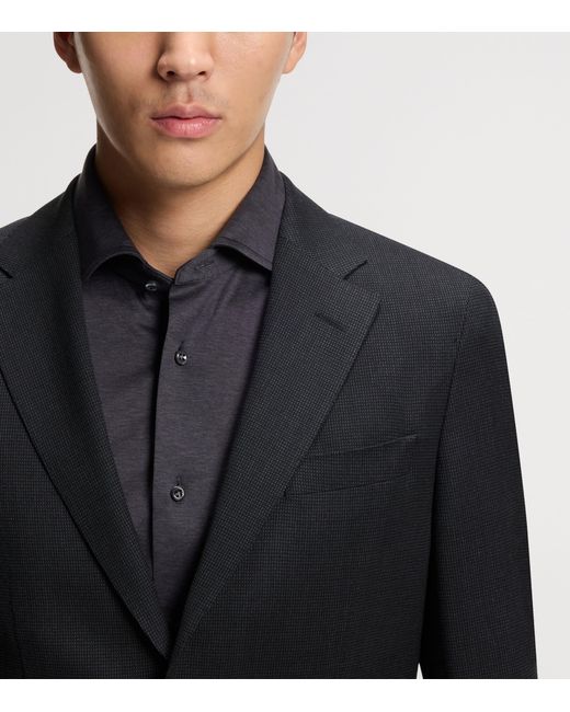 Boss Black Wool-Silk Slim Fit Blazer for men