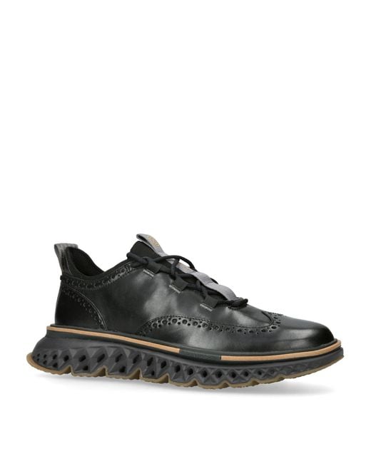 Cole Haan Black Leather 5.zerøgrand Wingtip Oxford Sneakers for men