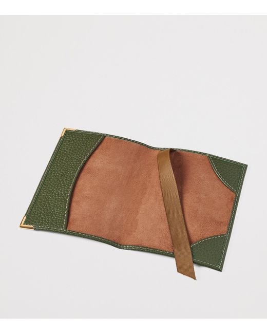 Aspinal Green Leather Passport Cover for men