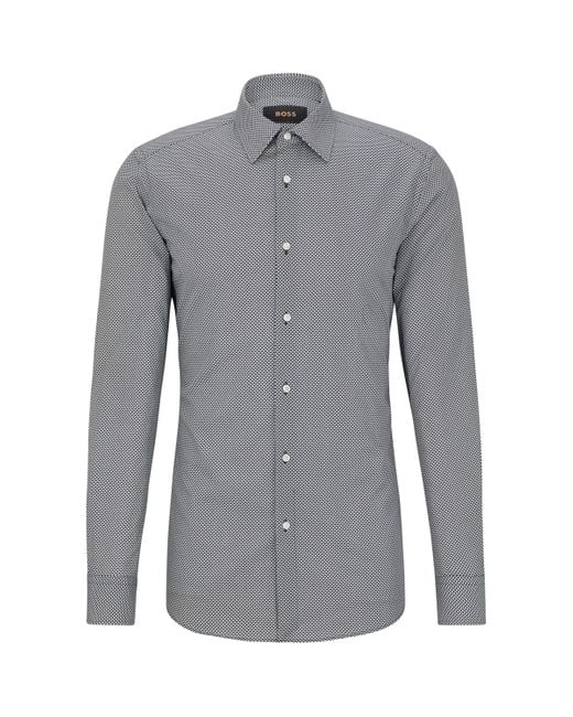 Boss Gray Printed Slim-Fit Shirt for men