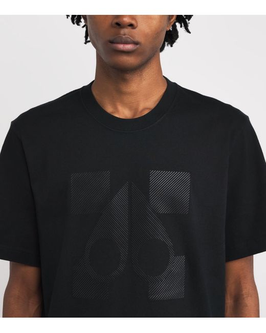 Moose Knuckles Black Rubberised Logo T-Shirt for men